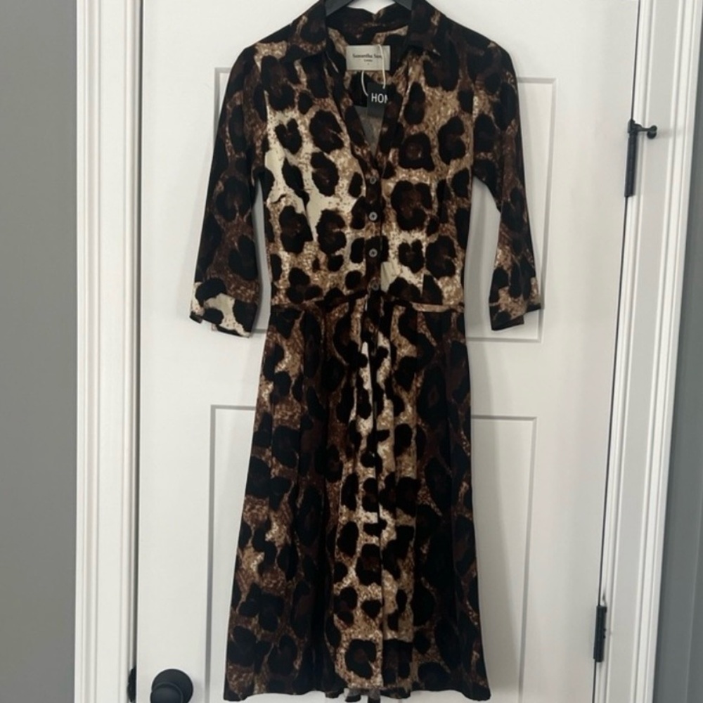 Samantha Sung Audrey leopard-print Button-Up Dress
